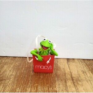 Vintage Muppets Kermit the Frog in Macy's Shopping Bag Christmas Ornament 2002